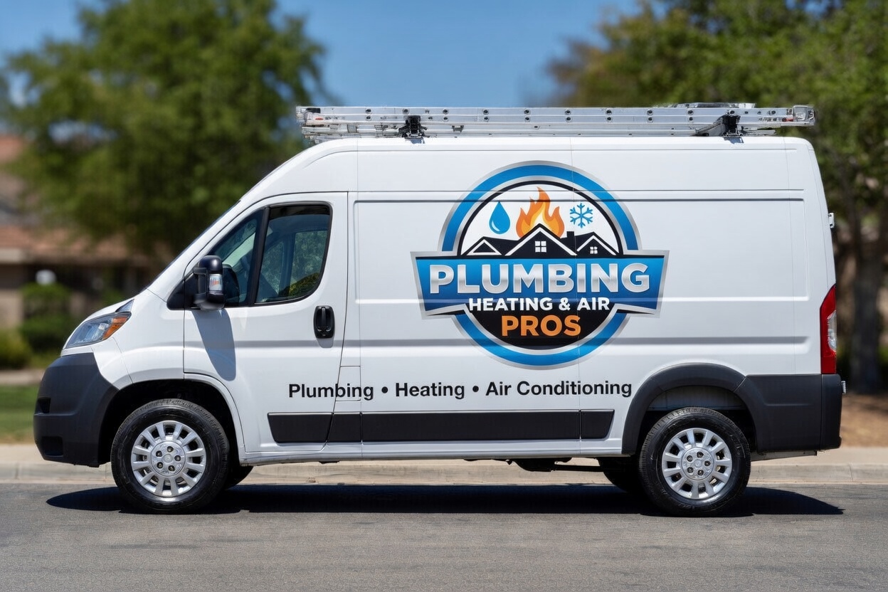 Local plumbing heating and air service van serving Gardena